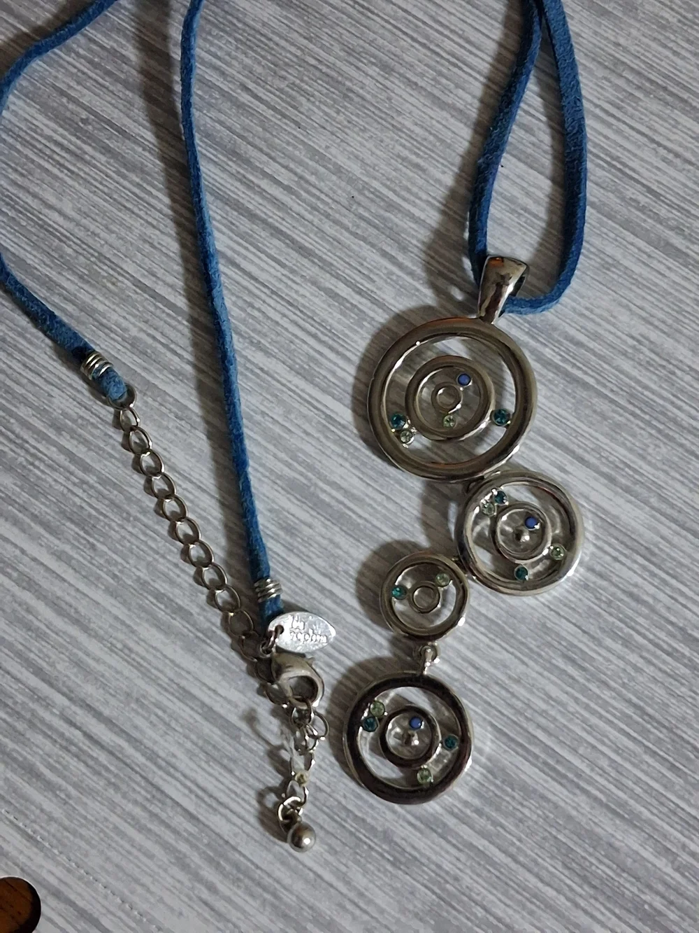 Lia Sophia Blue Cord Silver-Tone Triple Circle Necklace and Earring Set